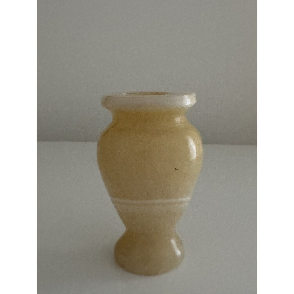 Vintage Hand Carved White Stone Vase 4.5